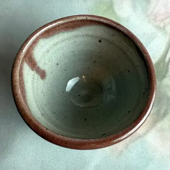 Vintage MCM Japanese Style Artisan Tea-Ware Stoneware Three Tea Cups & Bowl